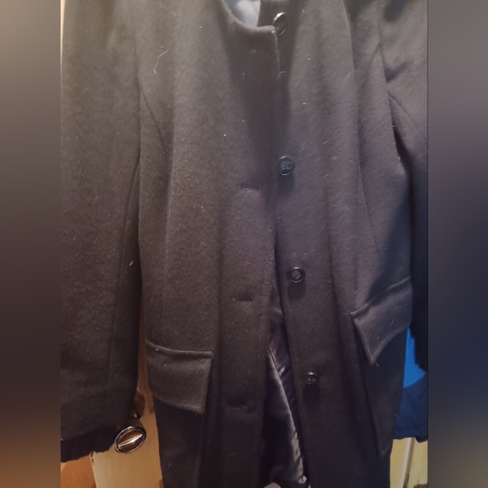 J. Jill Black Pea Coat with Tailored Design and Full-Length Sleeves